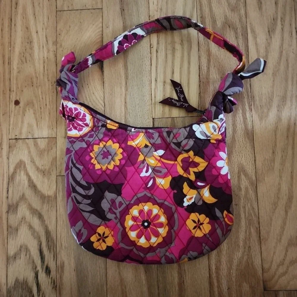 Vera Bradley Hobo Bag Womens Multicolor Quilted Floral Pockets Bohemian Whimsica